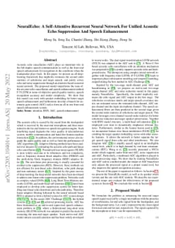 NeuralEcho: A Self-Attentive Recurrent Neural Network For Unified
  Acoustic Echo Suppression And Speech Enhancement