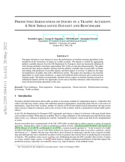 Predicting Seriousness of Injury in a Traffic Accident: A New Imbalanced
  Dataset and Benchmark