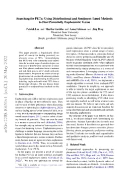 Searching for PETs: Using Distributional and Sentiment-Based Methods to
  Find Potentially Euphemistic Terms