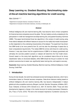 Deep Learning vs. Gradient Boosting: Benchmarking state-of-the-art
  machine learning algorithms for credit scoring