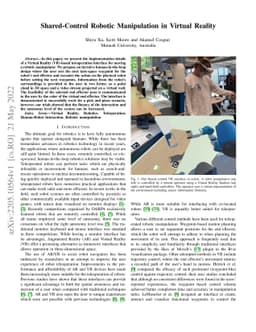 Shared-Control Robotic Manipulation in Virtual Reality