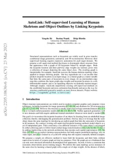 AutoLink: Self-supervised Learning of Human Skeletons and Object
  Outlines by Linking Keypoints