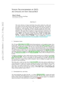 Vision Transformers in 2022: An Update on Tiny ImageNet