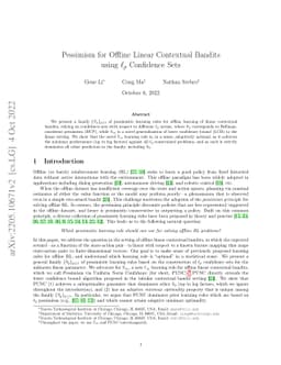 Pessimism for Offline Linear Contextual Bandits using $\ell_p$
  Confidence Sets