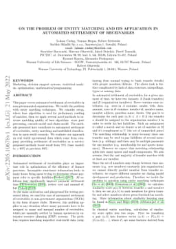 On the problem of entity matching and its application in automated
  settlement of receivables