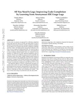 All You Need Is Logs: Improving Code Completion by Learning from
  Anonymous IDE Usage Logs