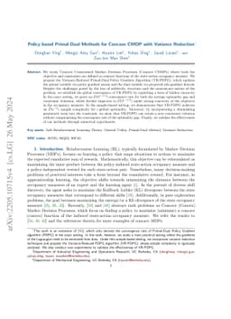 Policy-based Primal-Dual Methods for Concave CMDP with Variance
  Reduction