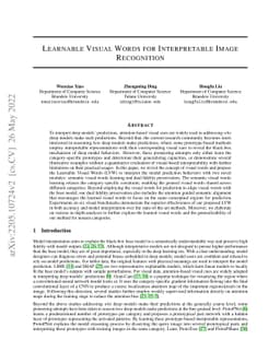 Learnable Visual Words for Interpretable Image Recognition