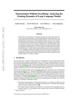 Memorization Without Overfitting: Analyzing the Training Dynamics of
  Large Language Models
