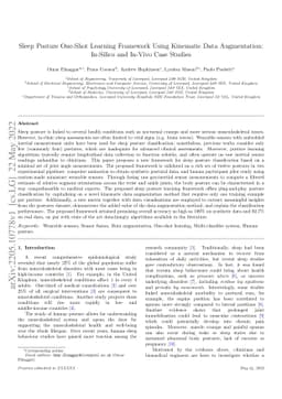 Sleep Posture One-Shot Learning Framework Using Kinematic Data
  Augmentation: In-Silico and In-Vivo Case Studies