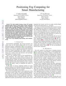 Positioning Fog Computing for Smart Manufacturing