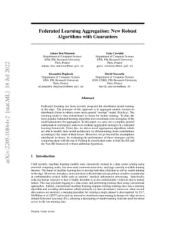 Federated Learning Aggregation: New Robust Algorithms with Guarantees