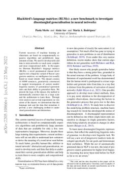 Blackbird's language matrices (BLMs): a new benchmark to investigate
  disentangled generalisation in neural networks