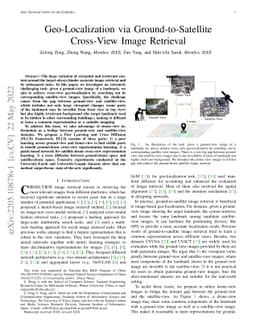 Geo-Localization via Ground-to-Satellite Cross-View Image Retrieval