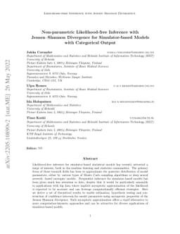 Nonparametric likelihood-free inference with Jensen-Shannon divergence
  for simulator-based models with categorical output