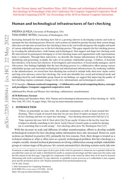 Human and technological infrastructures of fact-checking