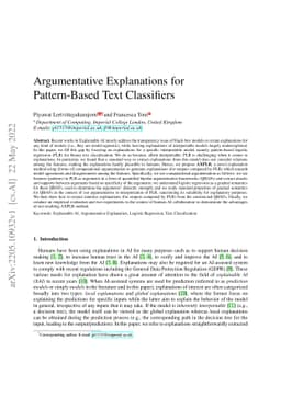 Argumentative Explanations for Pattern-Based Text Classifiers
