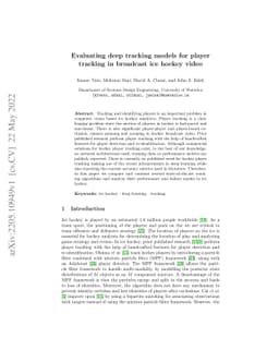 Evaluating deep tracking models for player tracking in broadcast ice
  hockey video