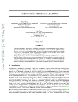 Incentivizing Federated Learning