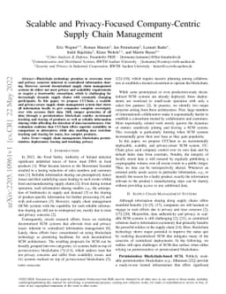Scalable and Privacy-Focused Company-Centric Supply Chain Management