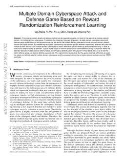 Multiple Domain Cyberspace Attack and Defense Game Based on Reward
  Randomization Reinforcement Learning