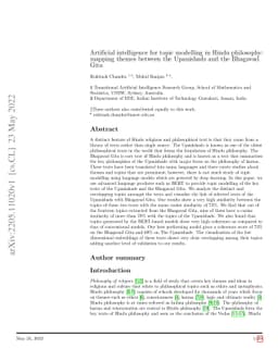 Artificial intelligence for topic modelling in Hindu philosophy: mapping
  themes between the Upanishads and the Bhagavad Gita