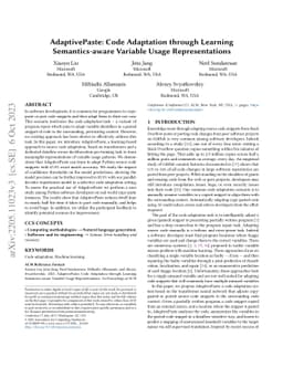 AdaptivePaste: Code Adaptation through Learning Semantics-aware Variable
  Usage Representations