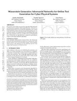 Wasserstein Generative Adversarial Networks for Online Test Generation
  for Cyber Physical Systems