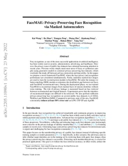 FaceMAE: Privacy-Preserving Face Recognition via Masked Autoencoders