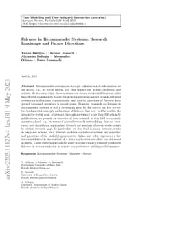 Fairness in Recommender Systems: Research Landscape and Future
  Directions