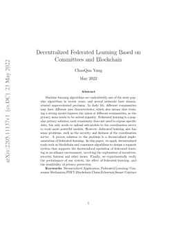 Decentralized Federated Learning Based on Committees and Blockchain