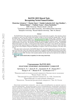 RuNNE-2022 Shared Task: Recognizing Nested Named Entities