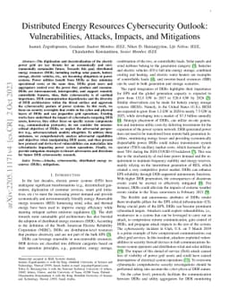 Distributed Energy Resources Cybersecurity Outlook: Vulnerabilities,
  Attacks, Impacts, and Mitigations