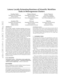 Lotaru: Locally Estimating Runtimes of Scientific Workflow Tasks in
  Heterogeneous Clusters