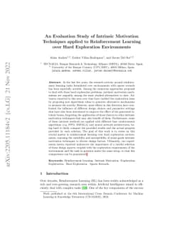 An Evaluation Study of Intrinsic Motivation Techniques applied to
  Reinforcement Learning over Hard Exploration Environments