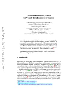Document Intelligence Metrics for Visually Rich Document Evaluation