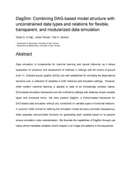 DagSim: Combining DAG-based model structure with unconstrained data
  types and relations for flexible, transparent, and modularized data
  simulation