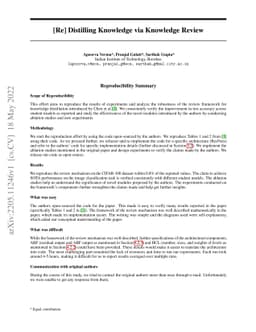 [Re] Distilling Knowledge via Knowledge Review