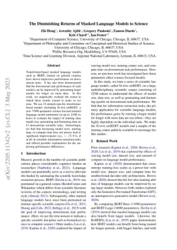 The Diminishing Returns of Masked Language Models to Science