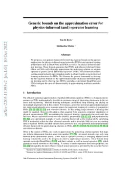 Generic bounds on the approximation error for physics-informed (and)
  operator learning