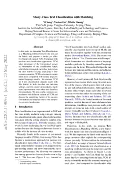 Many-Class Text Classification with Matching