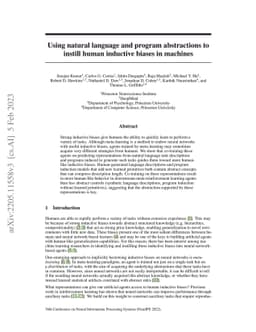 Using Natural Language and Program Abstractions to Instill Human
  Inductive Biases in Machines