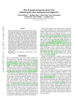 How do people incorporate advice from artificial agents when making
  physical judgments?