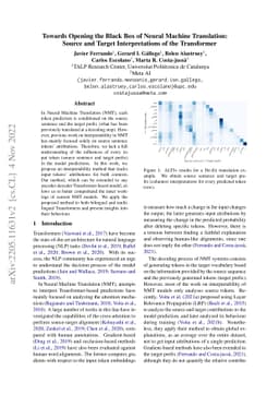 Towards Opening the Black Box of Neural Machine Translation: Source and
  Target Interpretations of the Transformer