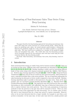 Forecasting of Non-Stationary Sales Time Series Using Deep Learning