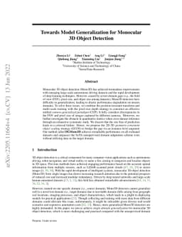 Towards Model Generalization for Monocular 3D Object Detection