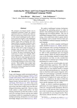 Analyzing the Mono- and Cross-Lingual Pretraining Dynamics of
  Multilingual Language Models