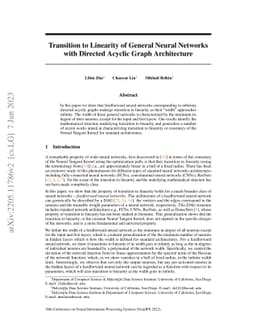 Transition to Linearity of General Neural Networks with Directed Acyclic
  Graph Architecture