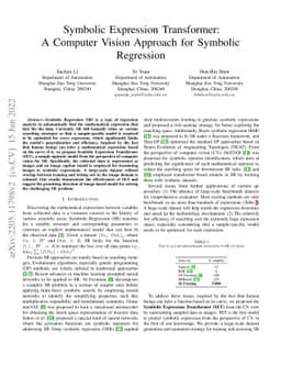 Symbolic Expression Transformer: A Computer Vision Approach for Symbolic
  Regression