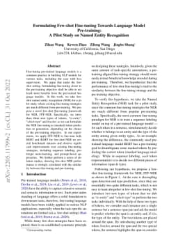 Formulating Few-shot Fine-tuning Towards Language Model Pre-training: A
  Pilot Study on Named Entity Recognition